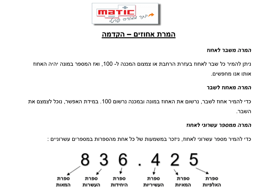 חבילת דפי עבודה באחוזים לכיתה ח' - מטיק מרכזי למידה
